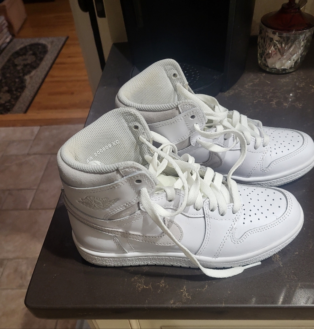 New White Nike High Top Air Jordan 1 Sneakers